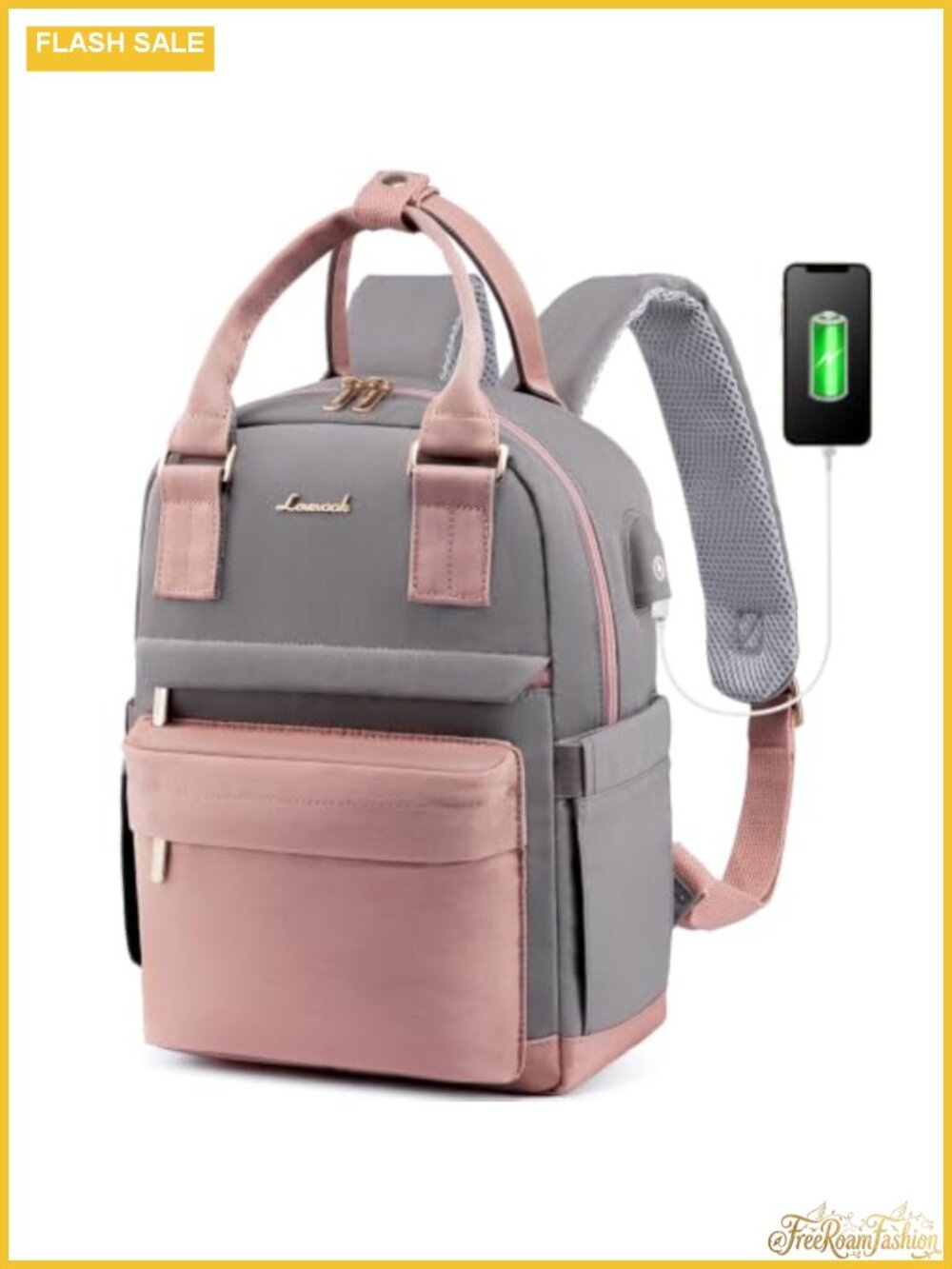 Mini Backpack for Women Waterproof Nylon USB Port Anti-Theft Daypack